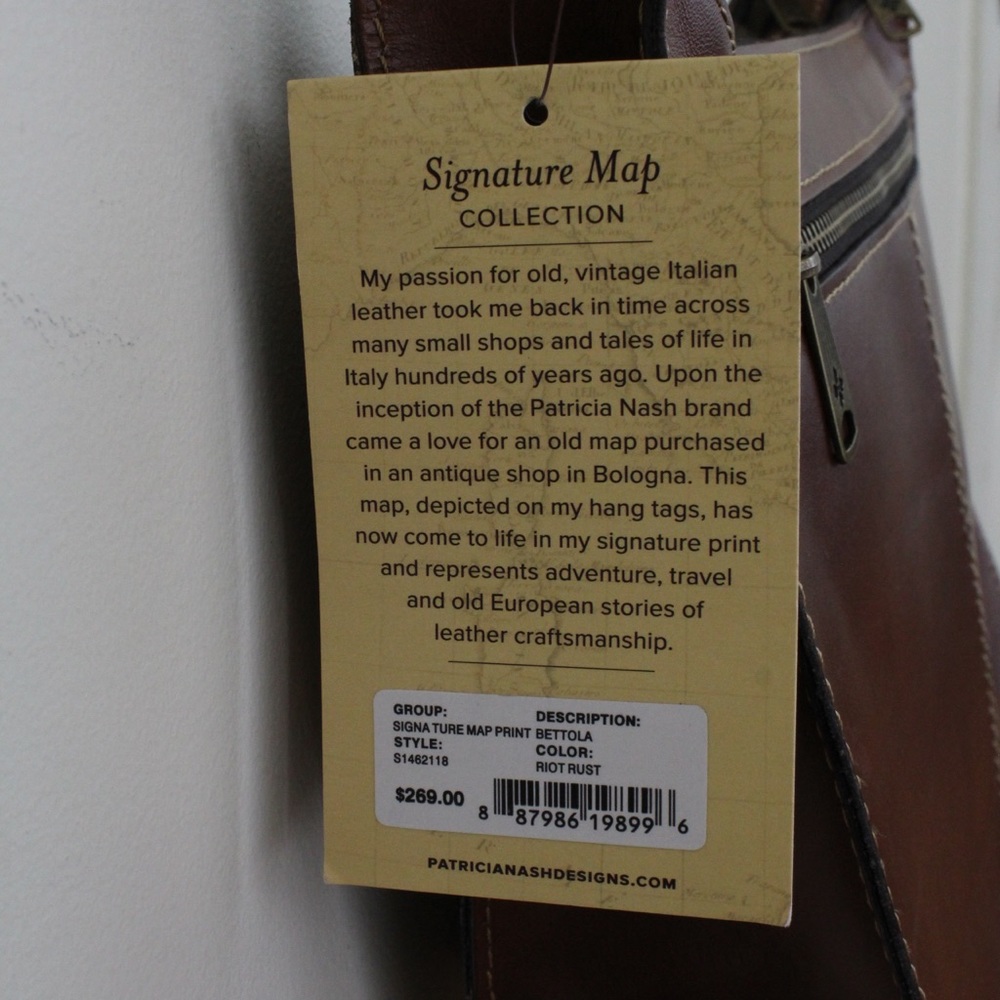 Patricia Nash Map Print Bettola Crossbody Hobo Bag - Picture 8 of 8